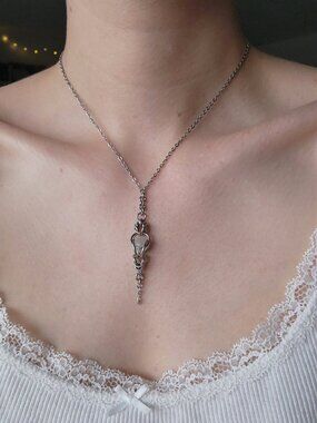 Whimsical selenite and silver rosary necklace